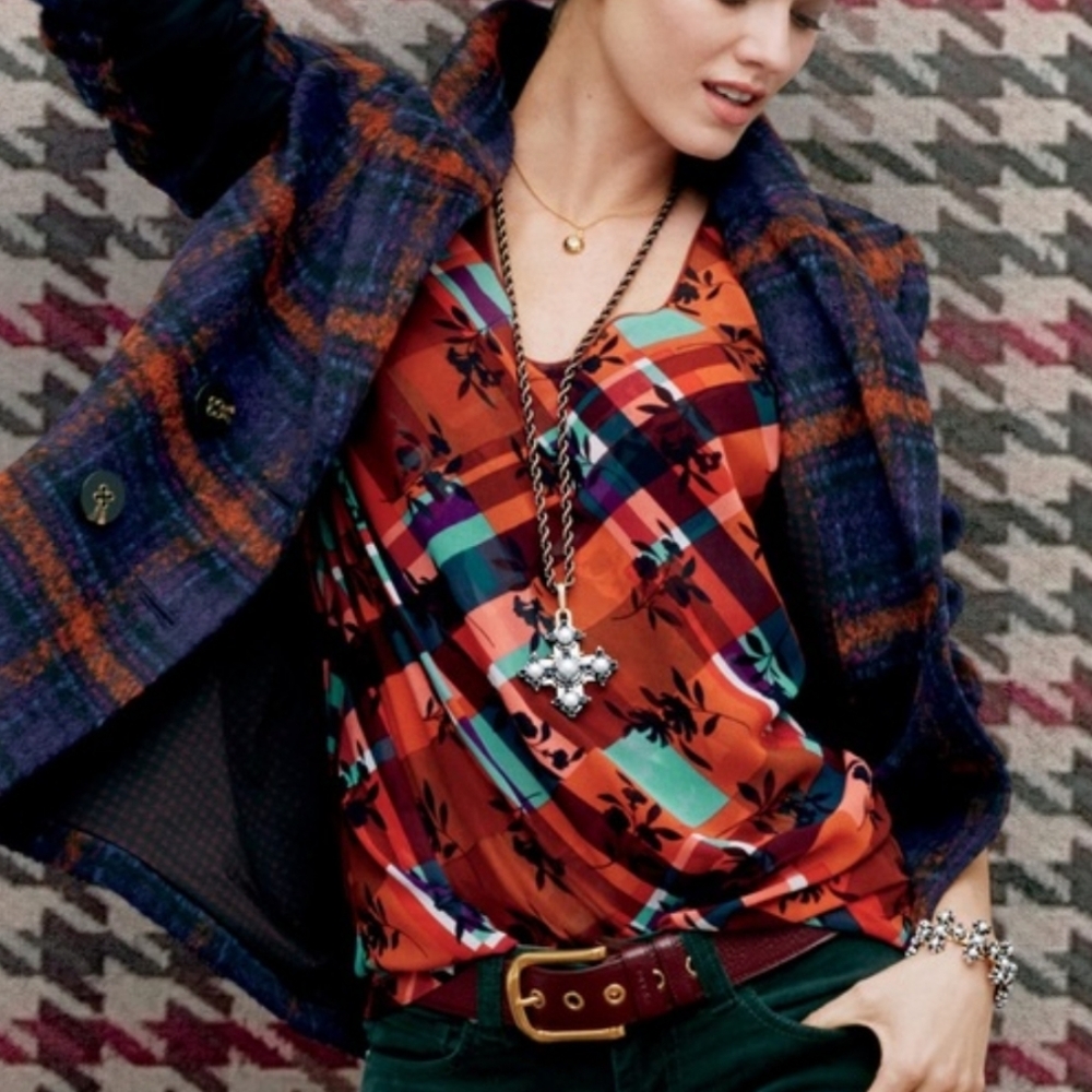 CAbi Zadie Lattice Plaid 2 piece Cami & Top Style # 3773